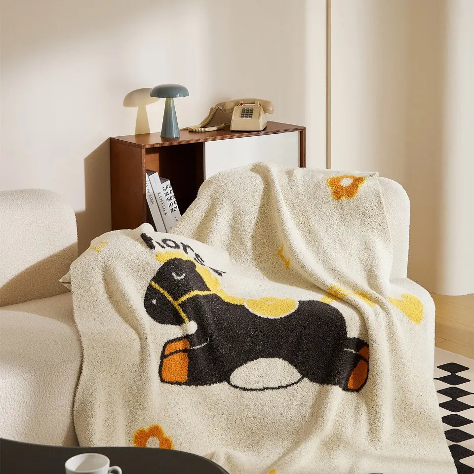 Black Horse Throw — Cloud-soft fleece with character