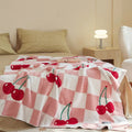 Cherry Gingham Throw in Pink