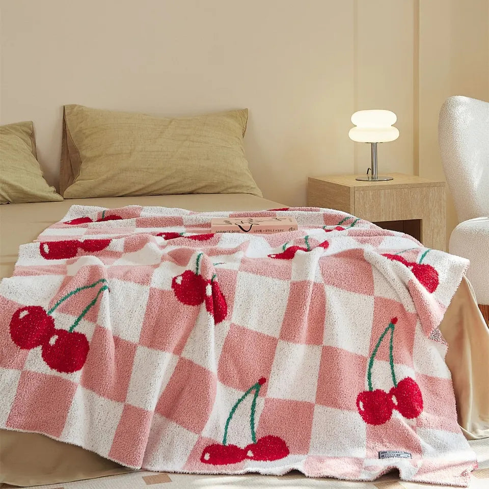 Cherry Gingham Throw — Pink