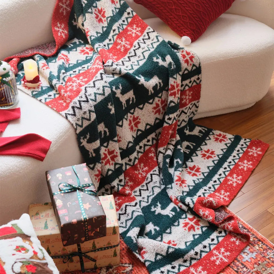 Christmas Story Throw — Green Reindeer
