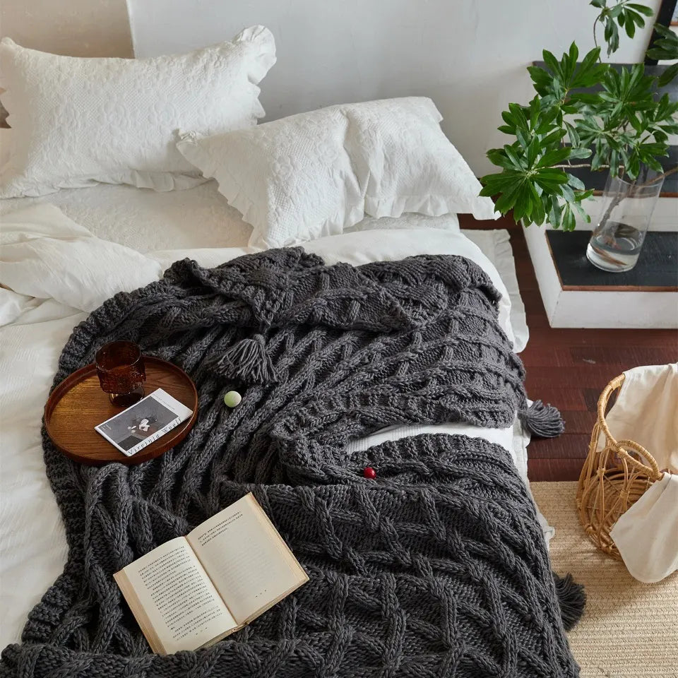 Chunky Knit Throw — Khaki