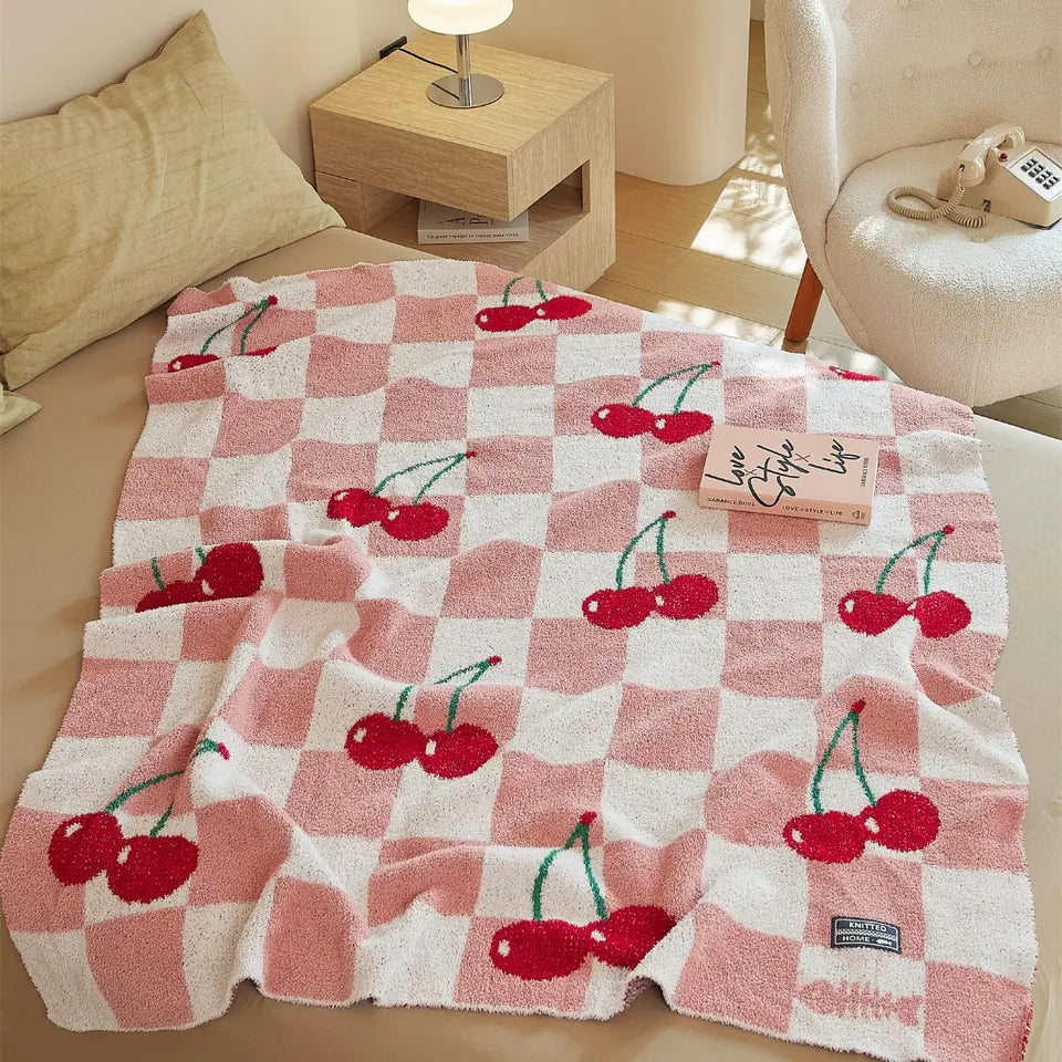 Cherry Gingham Throw 2
