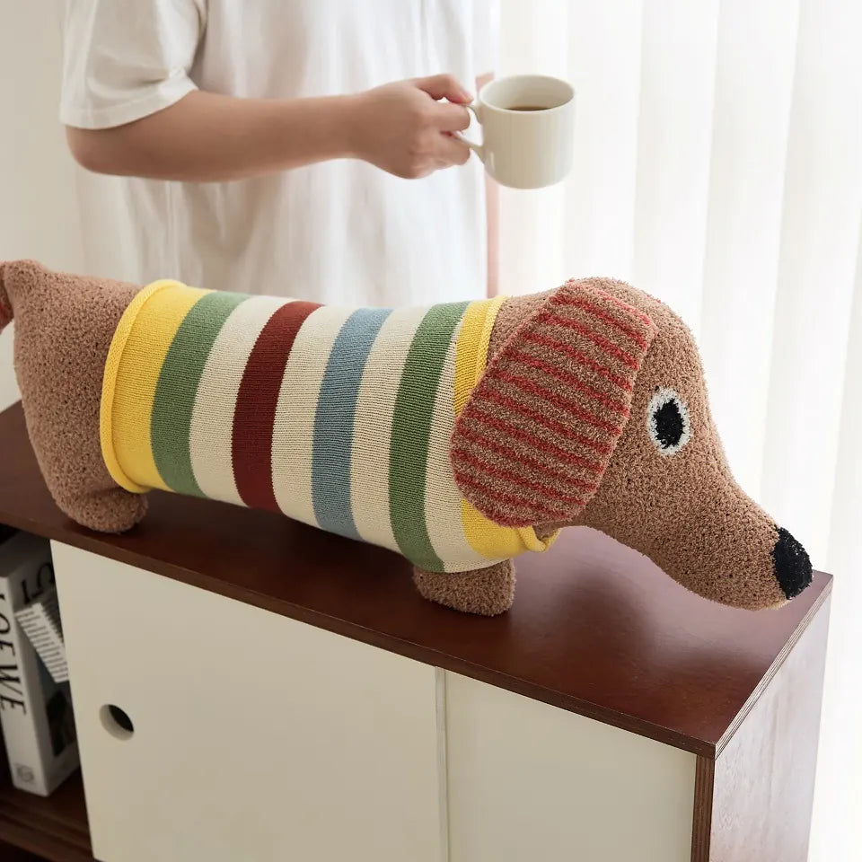 Striped Dachshund Pillow 2