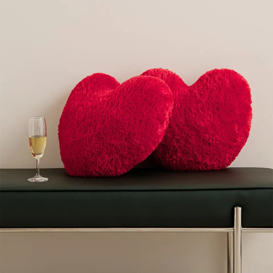 Plush Heart Pillow — Light Brown