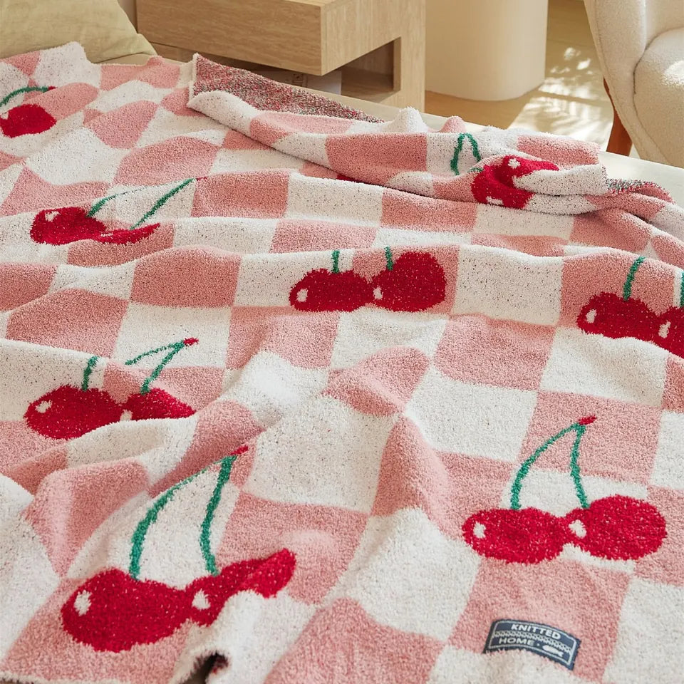 Cherry Gingham Throw 3