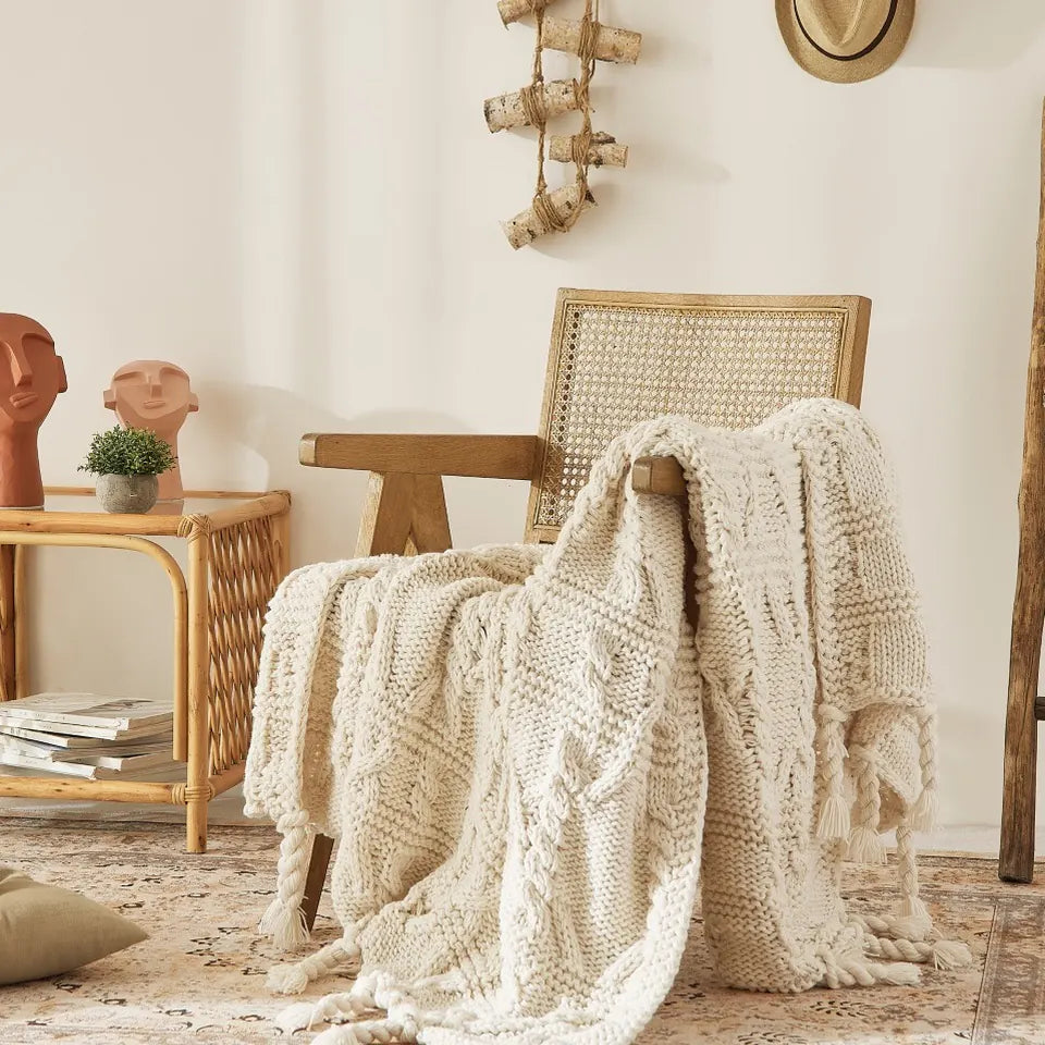 Ivory Fringe Throw 3