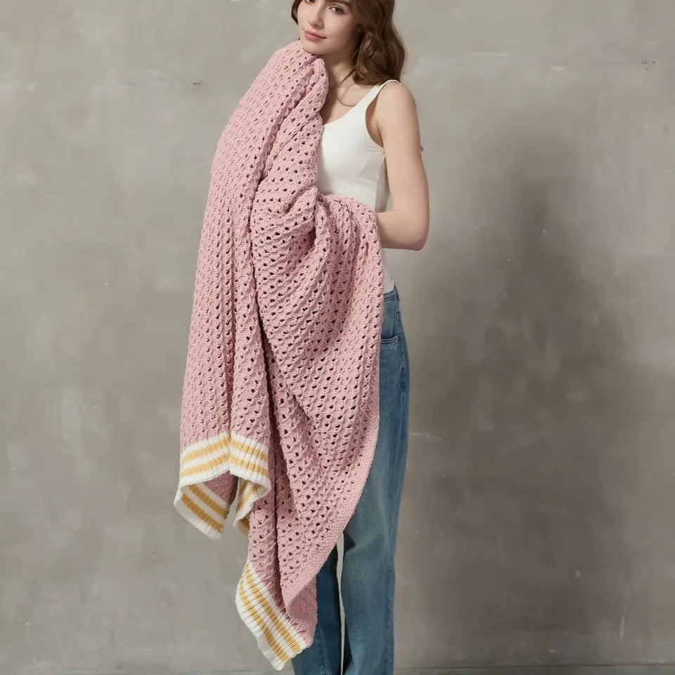 Pink Chenille Throw 5