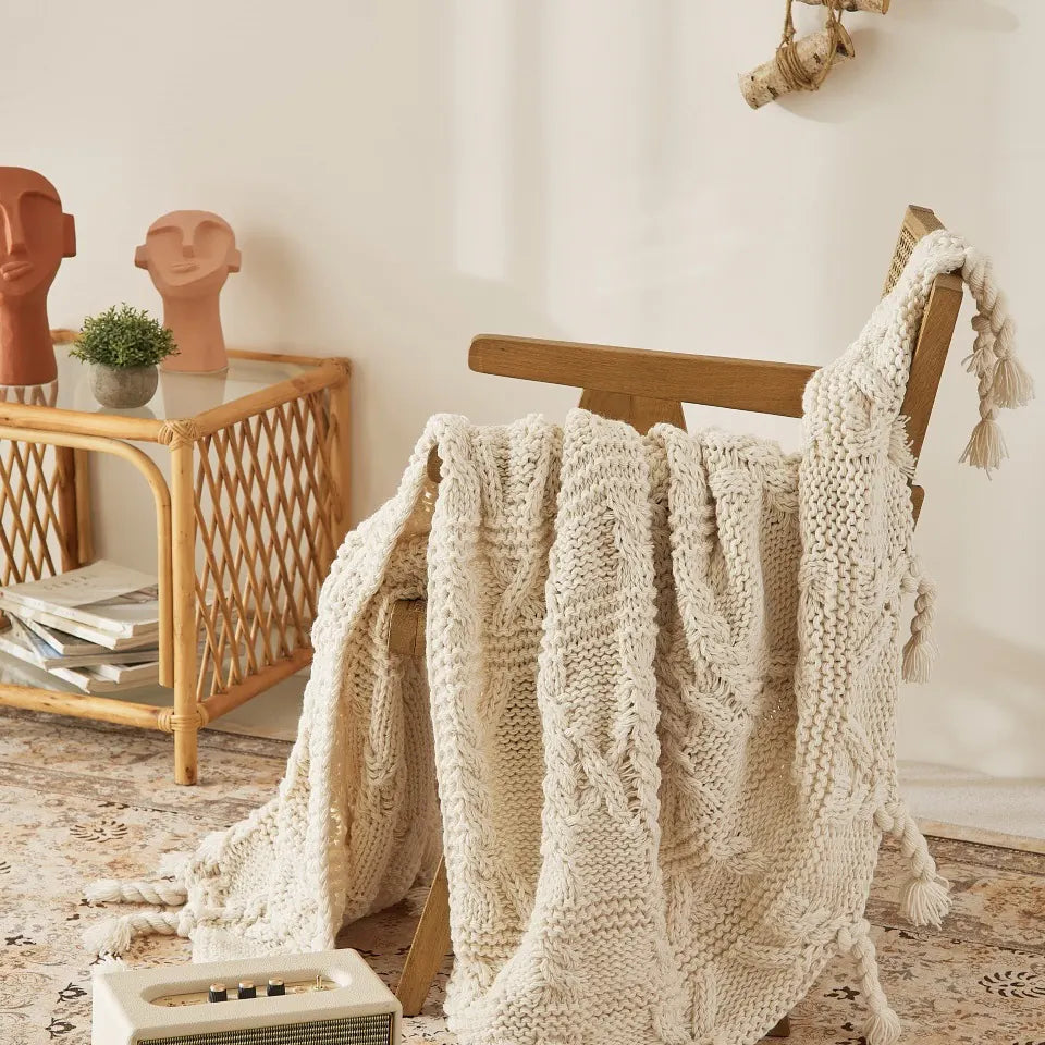 Ivory Fringe Throw 5