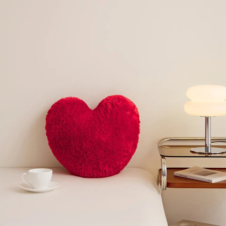 Plush Heart Pillow — Cream