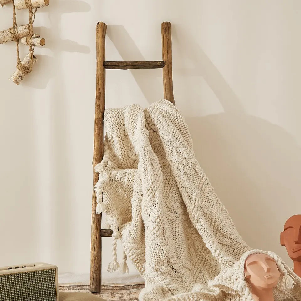 Ivory Fringe Throw 8