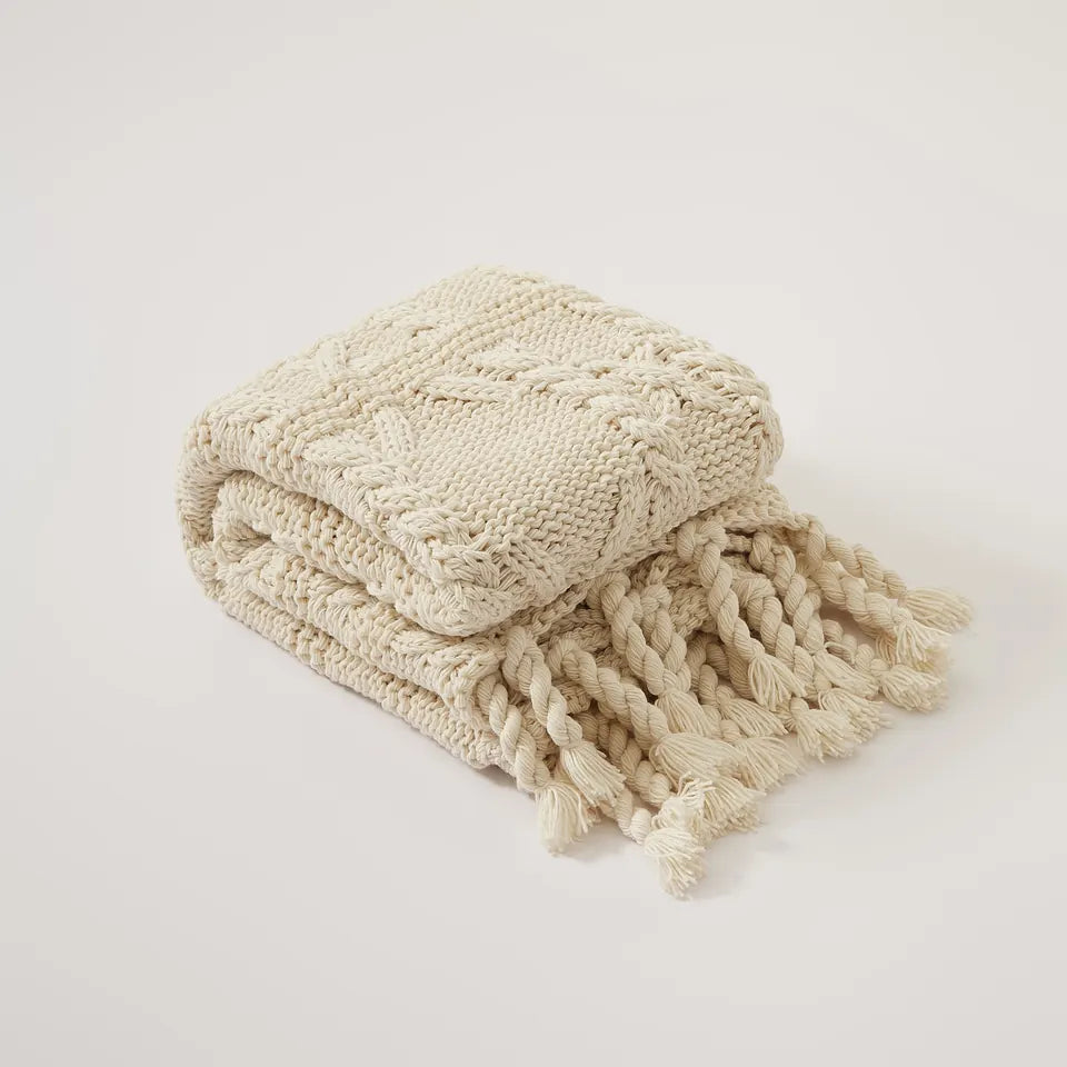 Ivory Fringe Throw 9