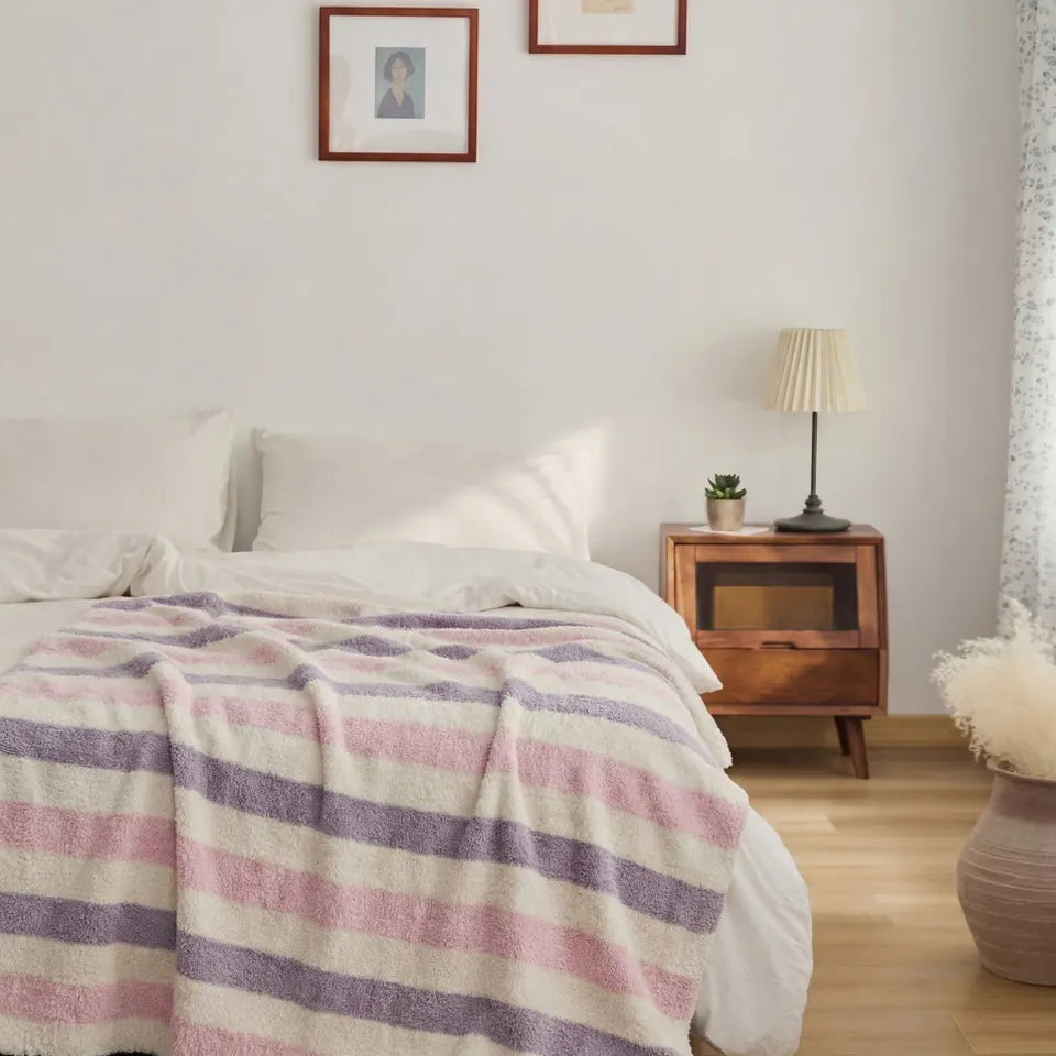 Soft Stripe Throw — Pink and Purple