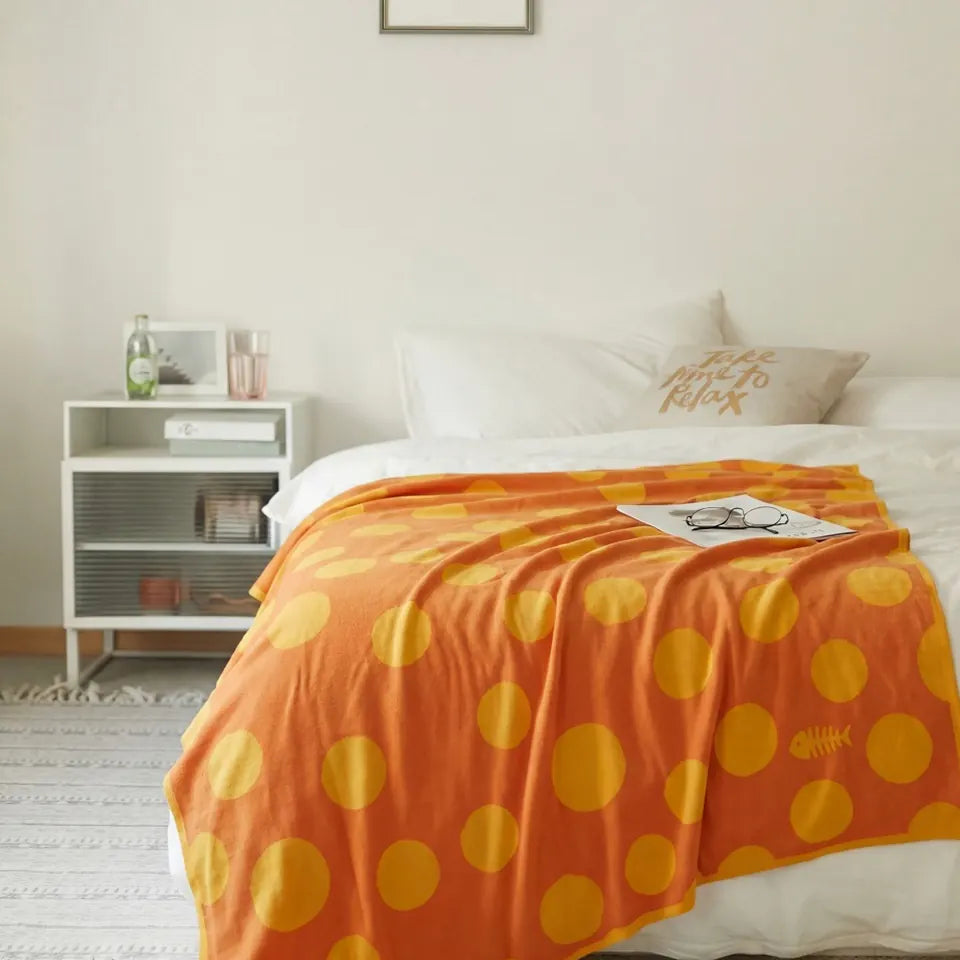 Retro Dot Throw — Orange and Yellow