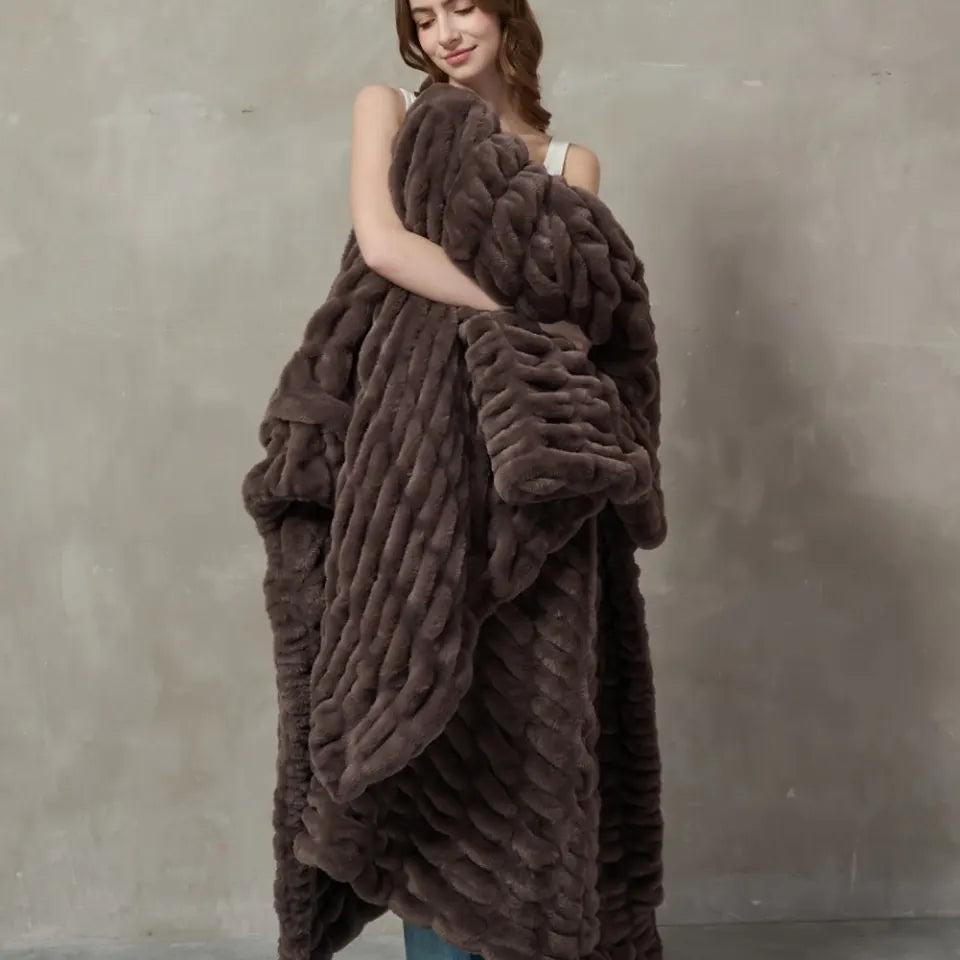 Plush Cable Throw — Light Purple