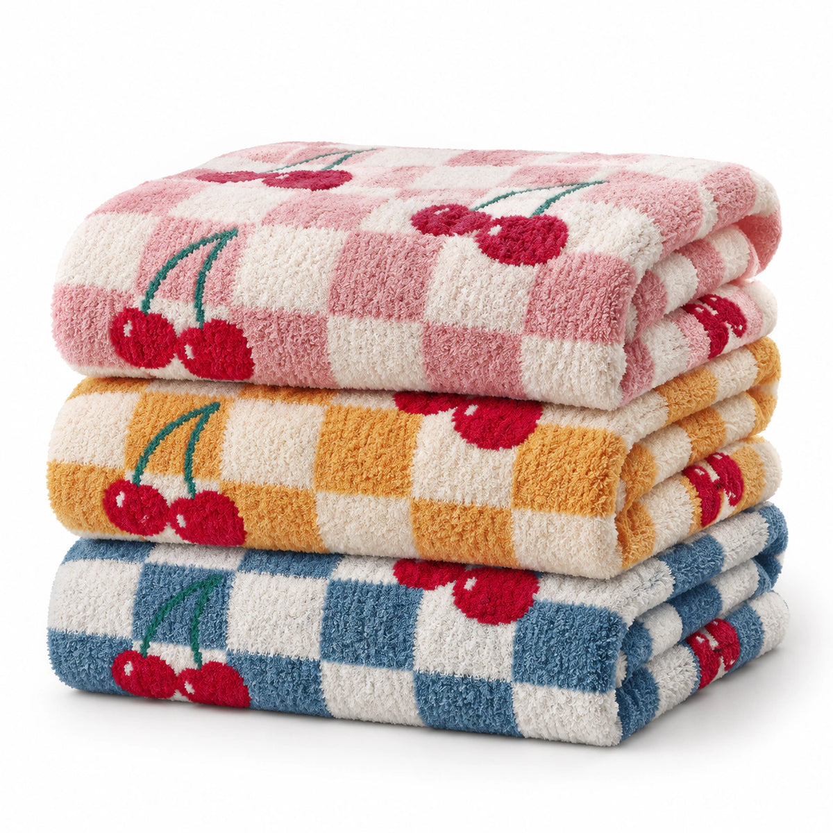 Cherry Gingham Throw white background product image